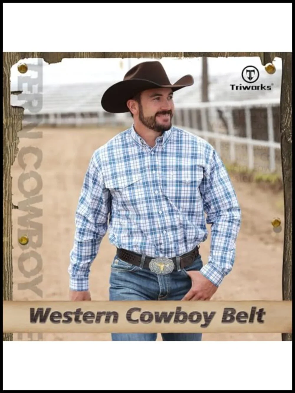 Western Cowboy Cowgirl Belt for Men, 1.5
